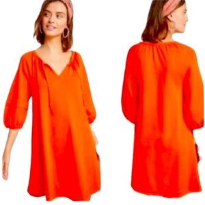 Anthropologie orange long sleeve dress Spring Summer Fall Vacation S